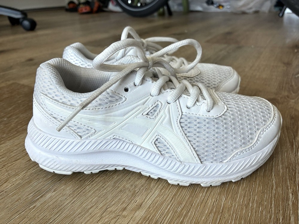 ASICS Contend 7 All White 1014A192 Unisex Kids Shoes Size US 1.5 | EU33 | 20.5cm