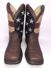 Durango Kids Cowboy / Western Boots Size 12.5 M Brown Style BT245 USA Flag #53 S