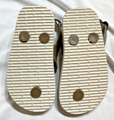 Kids Unisex Shower/Beach Sandals w/Elastic Back- Brown with Palm Tee & Sea Waves
