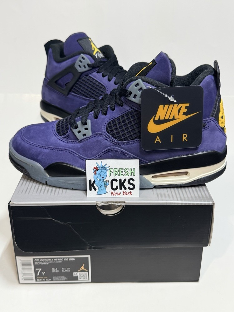 Air Jordan 4 Lakers Grade School Size 7Y Youth Big Kids (UK6/EU40) IB4171-500