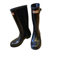 Hunter Kids Size 3B / 4G Original Tall Black Glossy Waterproof Rain Boots