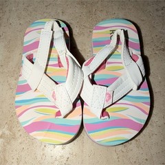 Roxy Unisex Kids Striped Flip Flops White/Blue/Multicolor Slip-On US 6