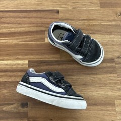 Vans Old Skool Sneakers V Double Strap Black Blue Toddler Baby Size 5. FAIR READ