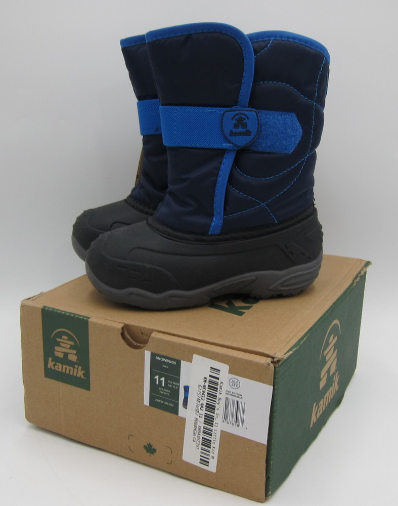 Kamik Kids Snowbug 5 Winter Snow Boot Waterproof Nylon Adjustable Navy Size 11