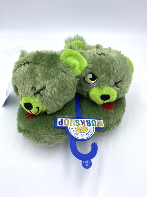 NWT Build A Bear Workshop M 12 13 Character Slippers Green Frankenstein Zombie