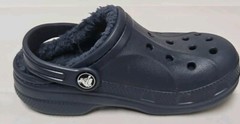 Crocs Baya Lined Clogs Toddler Size C 11 Slip On Comfort Shoes Navy Mammoth EUC
