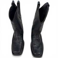 Soto Square Toe Black Leather Western Dance Boots Big Kid size 4