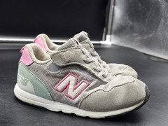New Balance 515 Shoes Kids Size 13 Gray Pink Suede Running Sneakers Stains