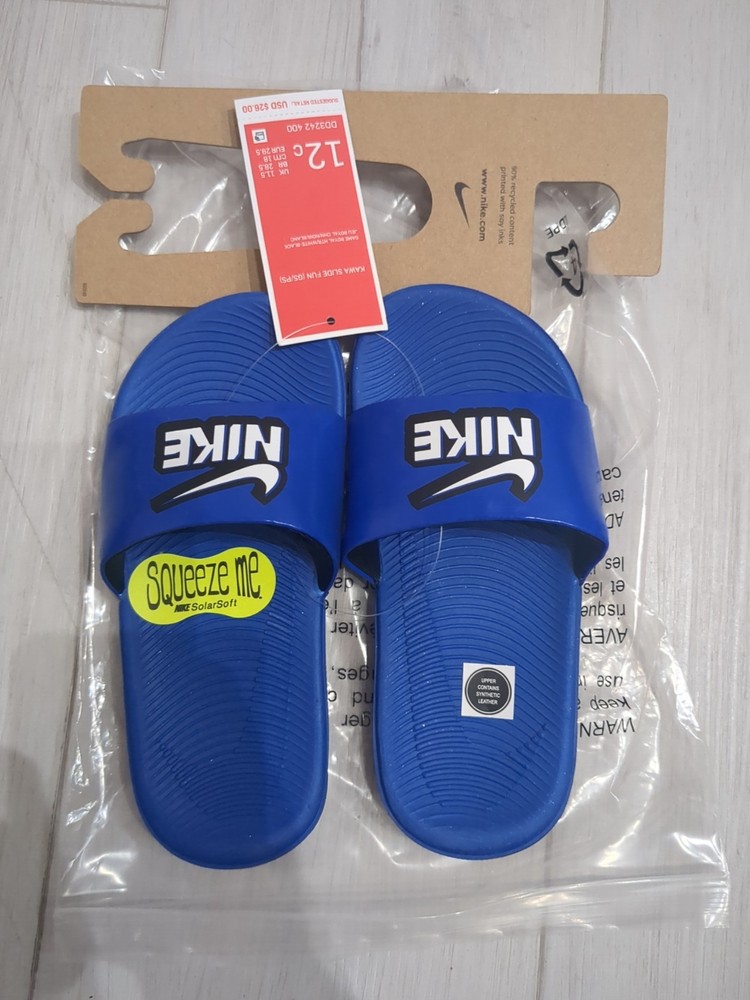 Little Kid’s Nike Kawa Slide Fun Sz 12C Sandle Blue Royal/White (DD3242 400)