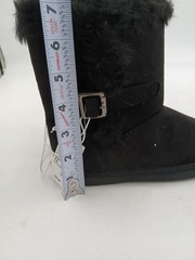 The Childrens Place Shearling Style Boots Kids Sz 13 Black Faux Suede Fur Lined