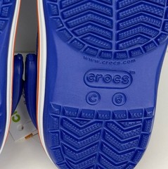 CROCS Kids Crocband Clogs Blue Orange Striped Midsole SlipOn Sandals Size C6 NEW