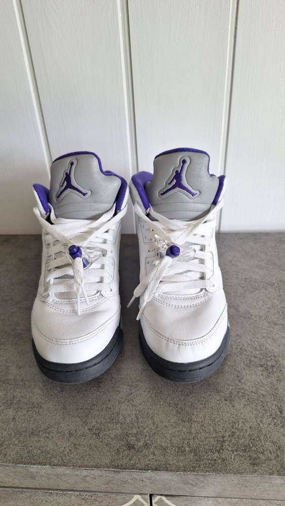 Jordan Air Jordan 5 Retro Concord White Purple Black Leather Sneakers Youth 6.5Y