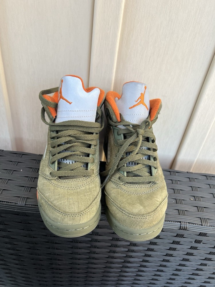 Nike Air Jordan 5 Retro Olive Army-Solar Orange Kids 440889-308 Youth Size 13C