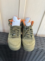 Nike Air Jordan 5 Retro Olive Army-Solar Orange Kids 440889-308 Youth Size 13C