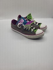 Converse Shoes Junior 5 Chuck Taylor Double Tongue Sneakers Gray Lace Up 640544F