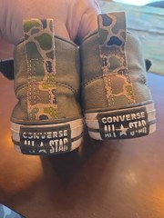 Converse All Star Malben Mid Top Olive Green Camo No Tie Sneakers Size 2 Youth