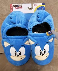 Sonic The Hedgehog Slippers Kids Plush Embroidered Face Size 4/5