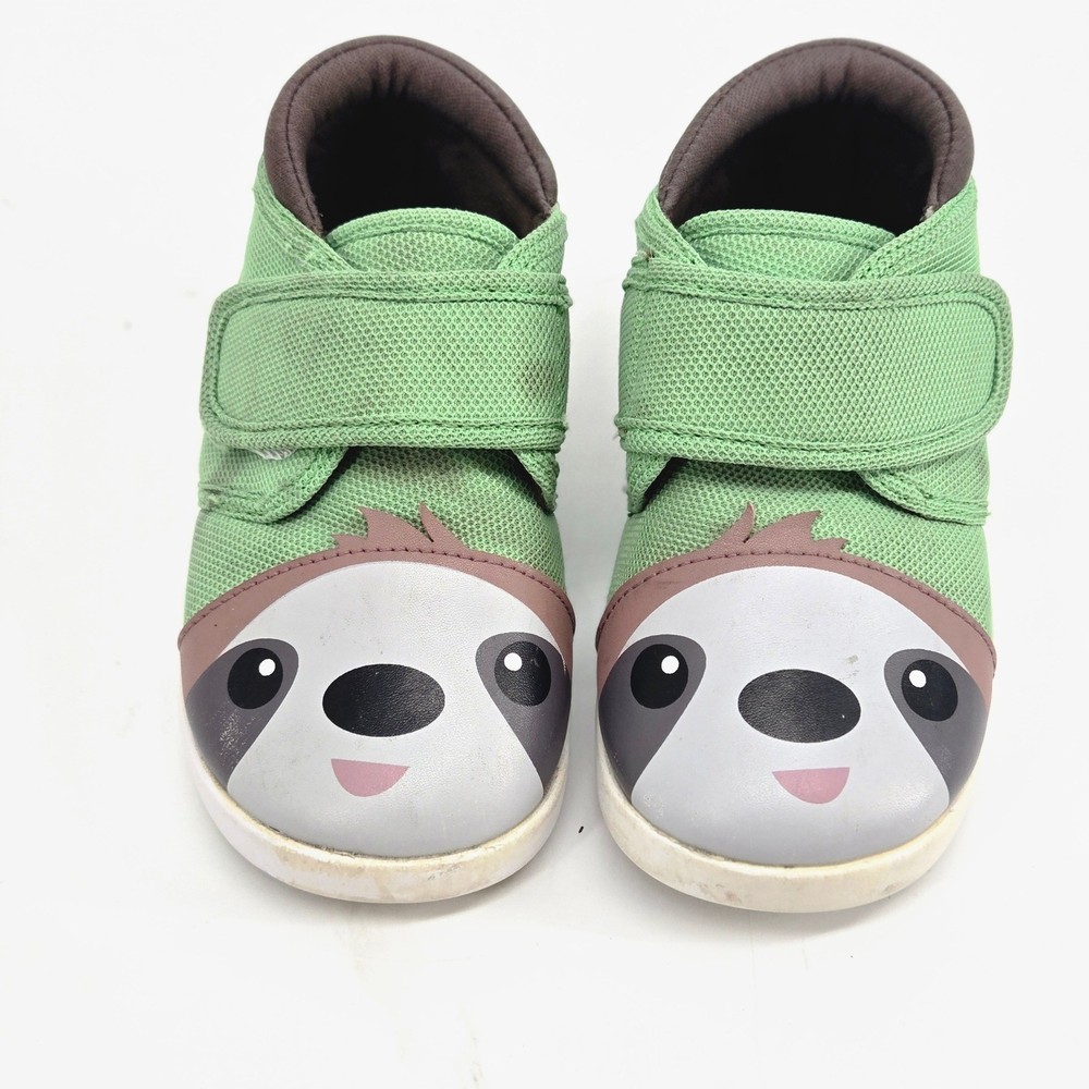 ikiki Strider McSloth Squeaky Toddler Shoes Green Brown Size 7 Wide Toe Box GUC