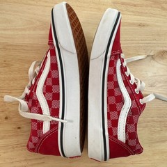 Vans Ward Checker Dot Sneakers Kids Red Canvas Lace-Up Low Top Comfort – 2