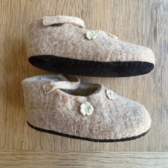 SATCH&SOL Handmade Artisan Wool Felt Mary Jane Slippers Kid Sz 13 Foral Mongolia