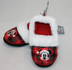 Disney Mickey Mouse Holiday Christmas Red Plaid Slippers Shoes Size 9/10 NEW