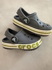 Crocks Bayaband Clogs Toddler Size 4 US Grey with Green