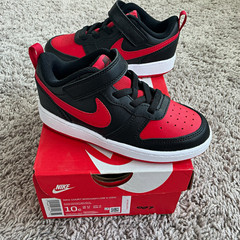 Nike Court Borough Low 2 (TDV) Kids Low Top Leather Strap Black/Red 10C