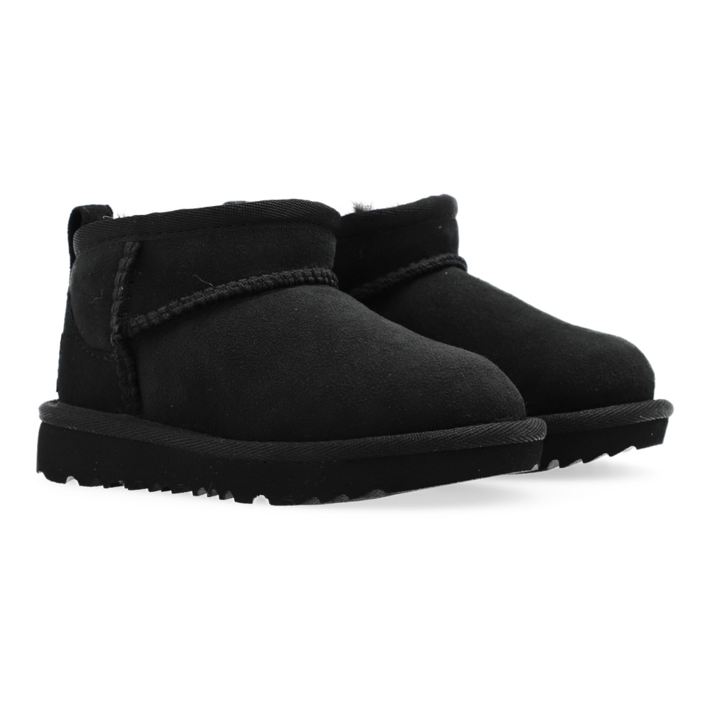 Big Kids UGG Classic Ultra Mini Boot – Black Suede, Size 5 US [1130750K]