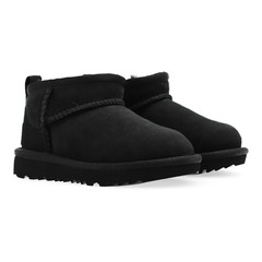 Big Kids UGG Classic Ultra Mini Boot – Black Suede, Size 4 US [1130750K]