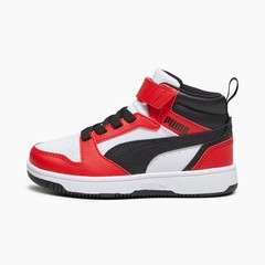 Puma Rebound V6 Mid Sneakers Kids Hightop Red White & Black Size 3.5 C