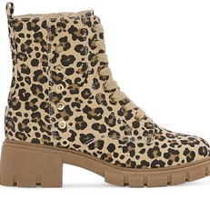 Thereabouts Kids Size 3M Blakely Leopard Lace-Up Ankle Combat Boots Side Zip New