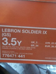 Nike Lebron James Soldier IX 9 (776471-014) Youth Sneakers Size 6Y