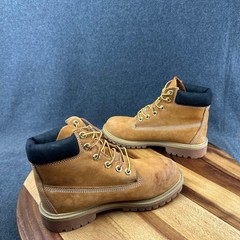 Timberland Junior 6-Inch Premium Waterproof Boots Wheat Nubuck 12909 Size 4.5 M