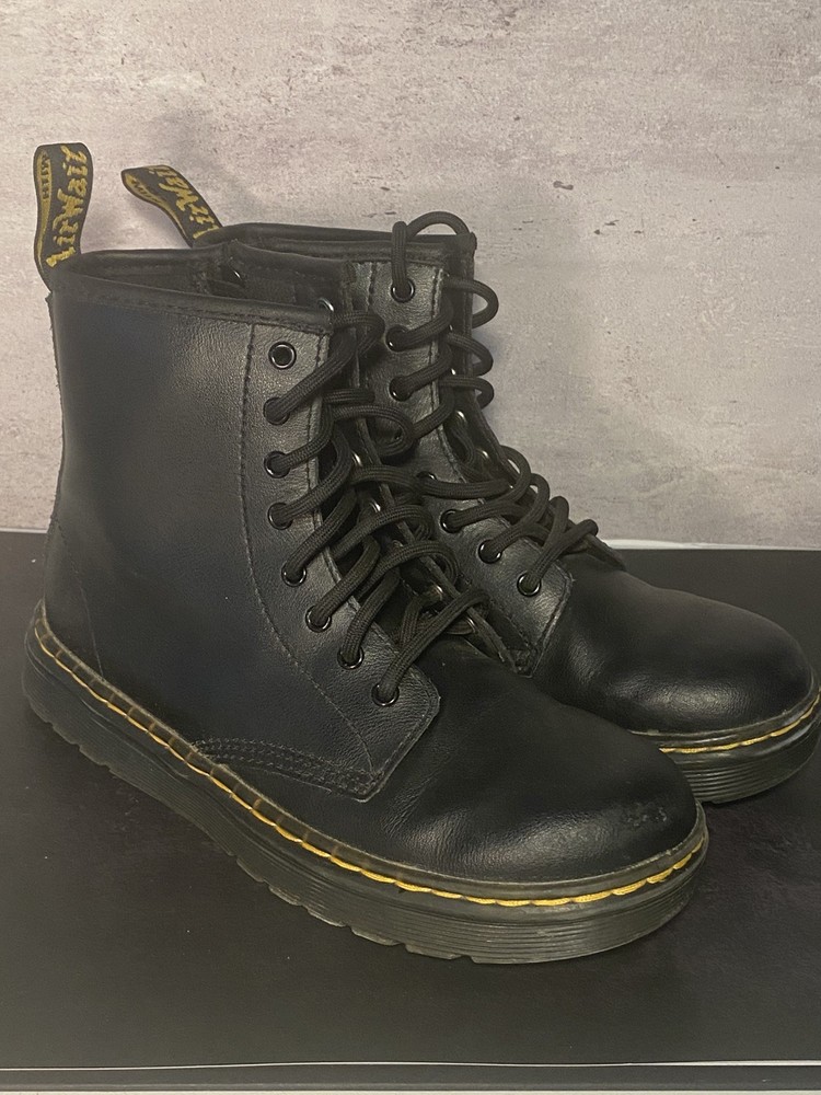 Dr. Martens Docs Kids Size 4 Black Leather Combat Boots 1460J Doc Martin