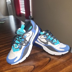 Nike Air Max 270 React Kids Sneakers White Blue Black Teal US 7Y EUR 40