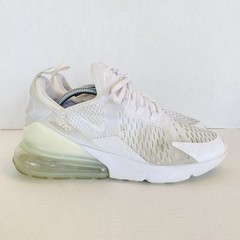 Nike Air Max 270 White Metallic Silver 943345-103 Youth Size 7Y / Women Size 8.5