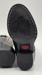 New Durango Kids Natural Lizard Print Western Boots Sz 6D USA Silver Toe Black