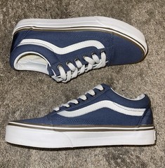 VANS Old Skool Blue White Canvas Low Top Sneakers US Unisex Size 3.5