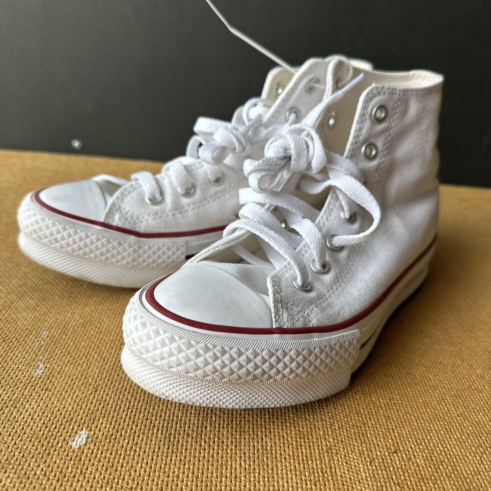 Converse Platform Chuck Taylor All Star High Top Lift Youth Sz 3 White Red Blue