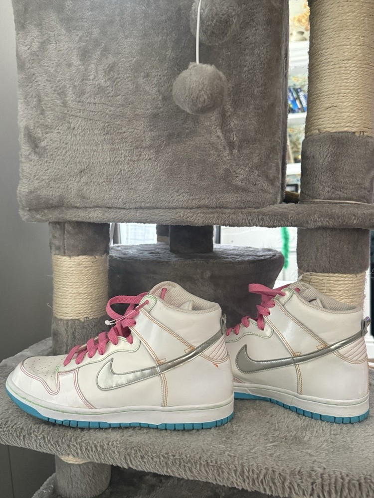 Nike Dunk High GS White Metallic Silver Pink