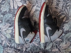 Jordan Air Jordan 1 High Top Sneakers Black Grey Red Kids 5.5Y Leather Athletic