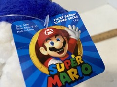 Fuzzy Babba Slipper Socks Nintendo Super Mario Non Slip Blue Child’s S/M New