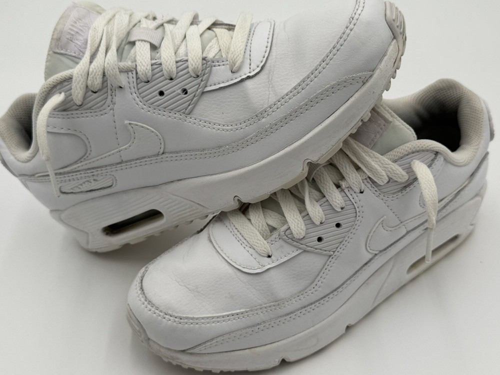 Size 7 Y – Nike Air Max 90 Leather Triple White – CD6864-100