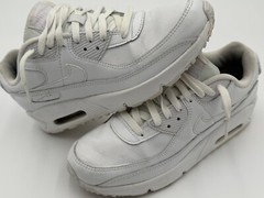 Size 7 Y – Nike Air Max 90 Leather Triple White – CD6864-100