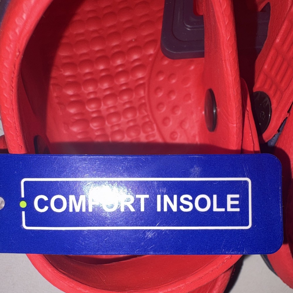 Kids Red & Navy Blue Slip-On Clogs Sandals – Size 10