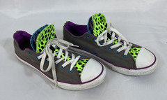 Converse All Star Junior Size 6 Charcoal Gray Double Leopard Tongue 640544F