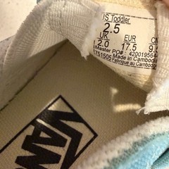 Vans Toddler Slip-On V Checkerboard Teal White Sneakers Size 2.5 US