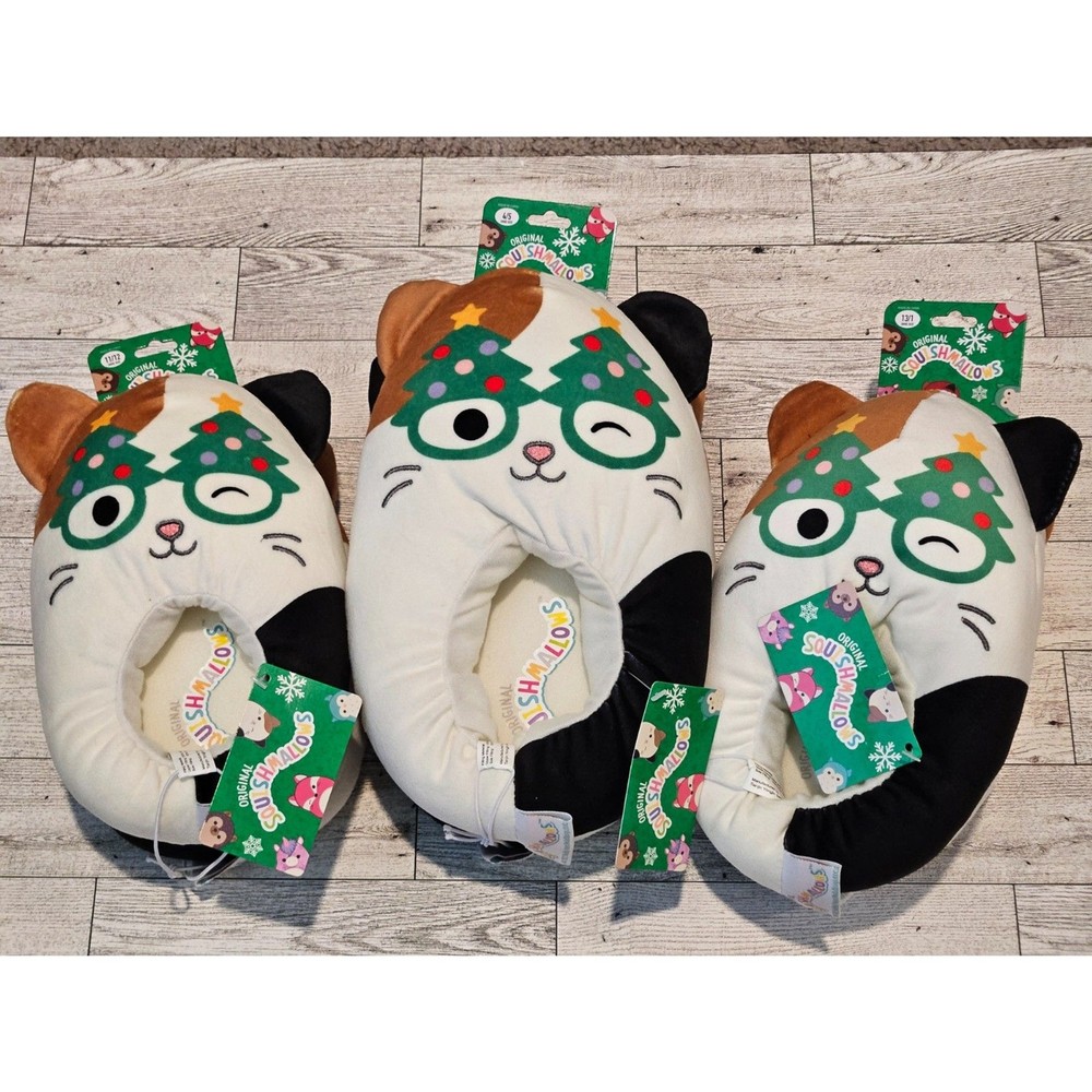 Official Squishmallows Christmas Cam the Cat Slippers Various Sizes