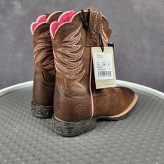 Ariat Firecatcher C Boots Kids Size 10 Brown Leather Zip Western Square Toe