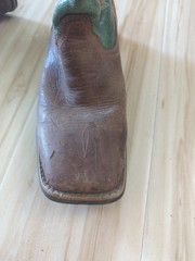 Twisted X Leather Brown/Green Tall Leather Sq Toe Boots YBK0005 Youth 3.5